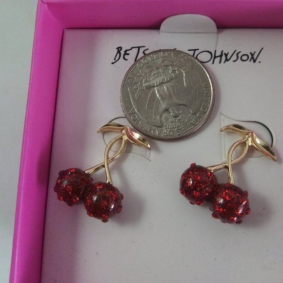 Betsey Johnson cherries new in box earrings - Picture 1 of 9
